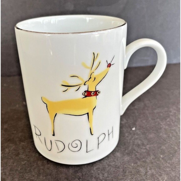 Pottery Barn RUDOLPH Reindeer Mug Cup 16 oz Made in Japan 4" Tall  3" Wide HTF - Picture 7 of 7